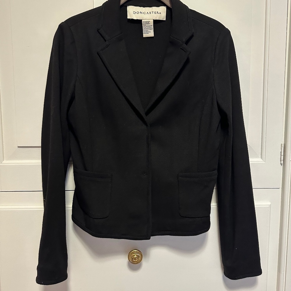 Black Short Blazer with Hidden Magnetic Closure Buttons